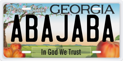 GA license plate ABAJABA