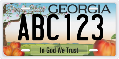 GA license plate ABC123