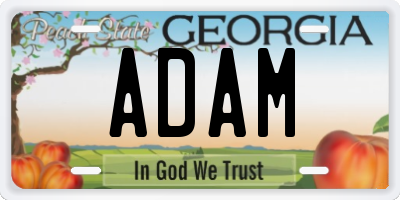 GA license plate ADAM