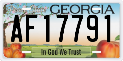 GA license plate AF17791