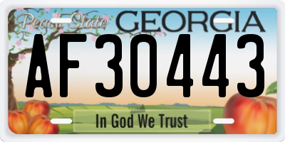 GA license plate AF30443