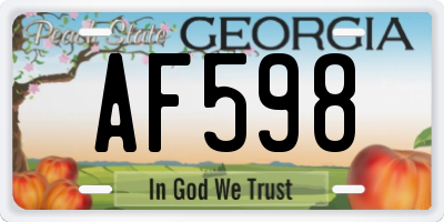 GA license plate AF598