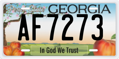 GA license plate AF7273