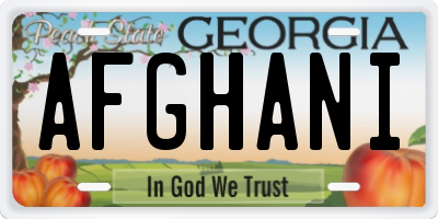 GA license plate AFGHANI