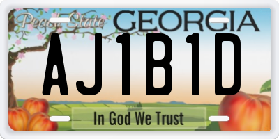 GA license plate AJ1B1D