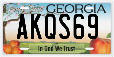 GA license plate AKQS69