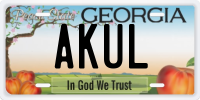 GA license plate AKUL