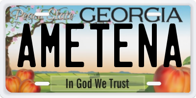 GA license plate AMETENA