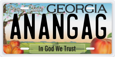 GA license plate ANANGAG