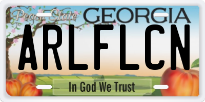 GA license plate ARLFLCN