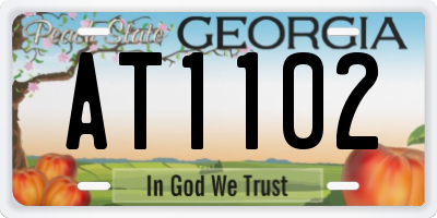 GA license plate AT1102