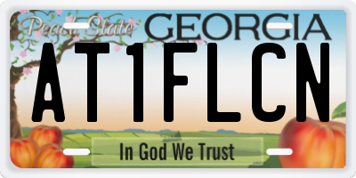 GA license plate AT1FLCN