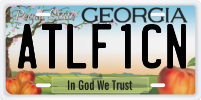 GA license plate ATLF1CN