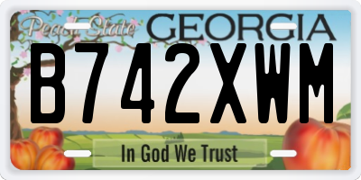 GA license plate B742XWM