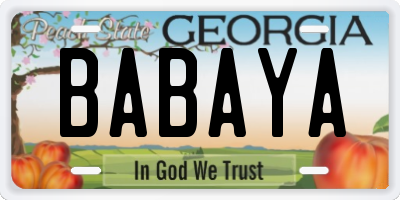 GA license plate BABAYA