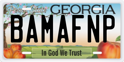 GA license plate BAMAFNP