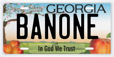 GA license plate BANONE