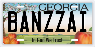 GA license plate BANZZAI