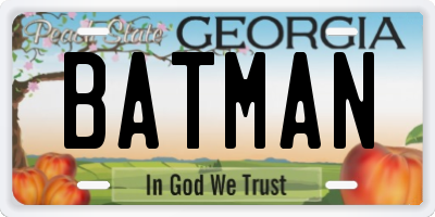 GA license plate BATMAN