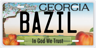 GA license plate BAZIL