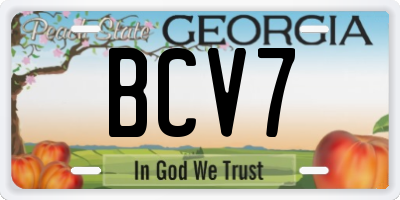 GA license plate BCV7