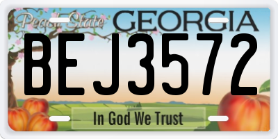 GA license plate BEJ3572