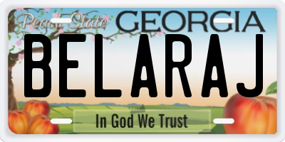 GA license plate BELARAJ