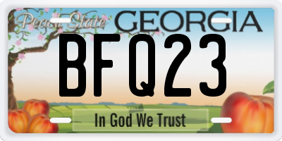 GA license plate BFQ23