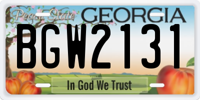 GA license plate BGW2131