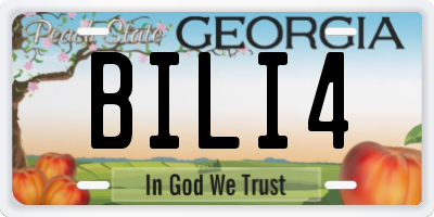 GA license plate BILI4