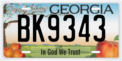 GA license plate BK9343