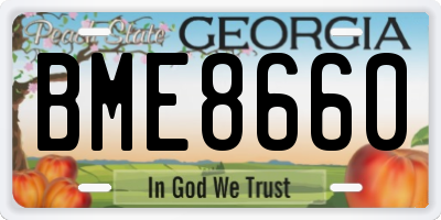 GA license plate BME8660