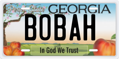 GA license plate BOBAH