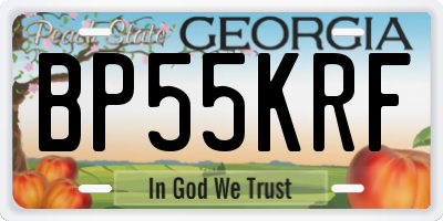 GA license plate BP55KRF