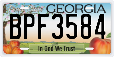 GA license plate BPF3584