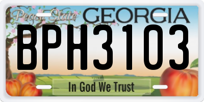 GA license plate BPH3103