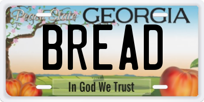 GA license plate BREAD