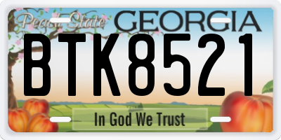 GA license plate BTK8521