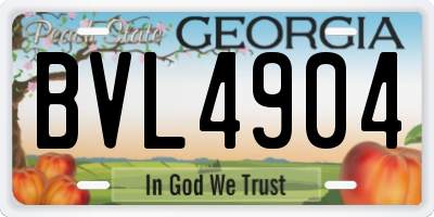 GA license plate BVL4904