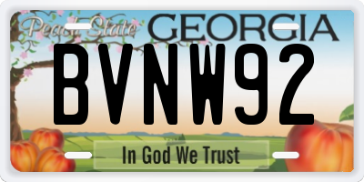 GA license plate BVNW92