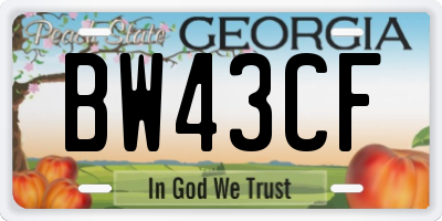 GA license plate BW43CF