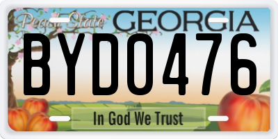 GA license plate BYD0476