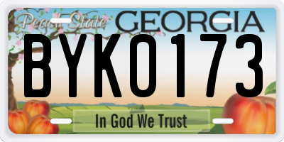 GA license plate BYK0173