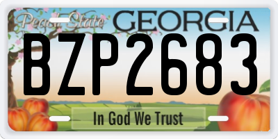 GA license plate BZP2683