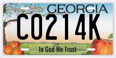 GA license plate C0214K