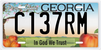 GA license plate C137RM