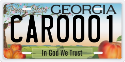 GA license plate CAR0001