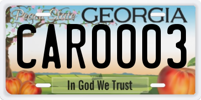 GA license plate CAR0003