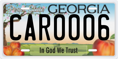 GA license plate CAR0006