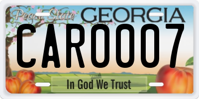 GA license plate CAR0007